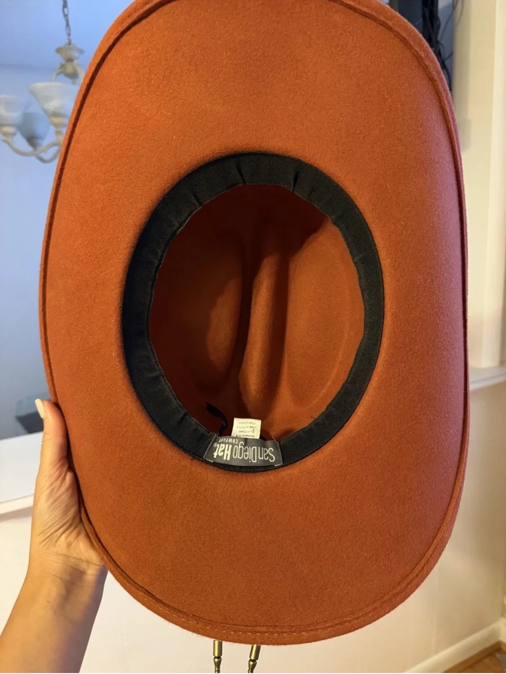 San Diego Hat Company Rust Brown Felt Cowboy Hat with Black Sweatband - Picture 4 of 7